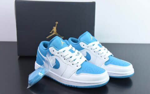 乔丹Air Jordan 1 Low Aquatone AJ1蓝白低帮文化休闲板鞋纯原版本 货号：553560-174