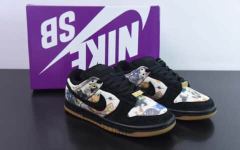 耐克Nike Supreme x NK SB Dunk Low 联名黑涂鸦SB低帮休闲板鞋纯原版本 货号：FD8778-001