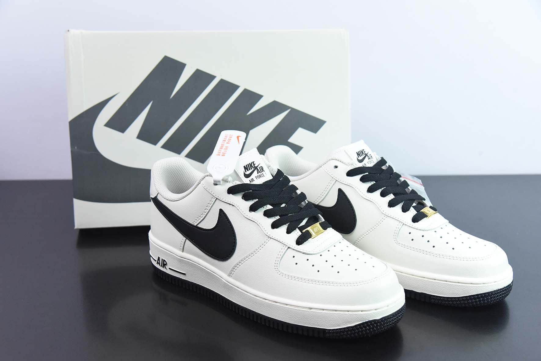 耐克Nike Air Force 1'07 Low 米黑大勾空军一号低帮休闲板鞋纯原版本 货号：SP0758-023