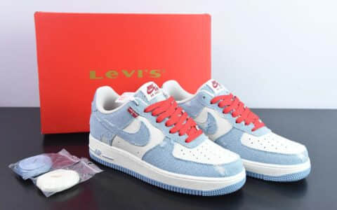 耐克Nike Levi's x Nike Air Force 1 07 LowExclusive Denim李维斯联名拼接米白浅蓝磨破牛仔布空军一号经典低帮百搭休闲运动板鞋纯原版本 货号：VT5698-566