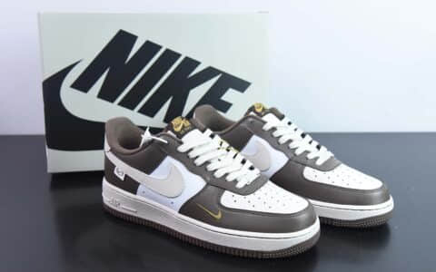 耐克Nike Air Force 1 AF1白棕小金钩空军一号低帮休闲板鞋纯原版本 货号：DB3301-077