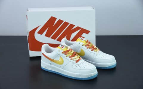 耐克Nike Air Force 1 AF1 白红黄渐变海外版空军一号低帮休闲板鞋纯原版本 货号：NJ5696-789