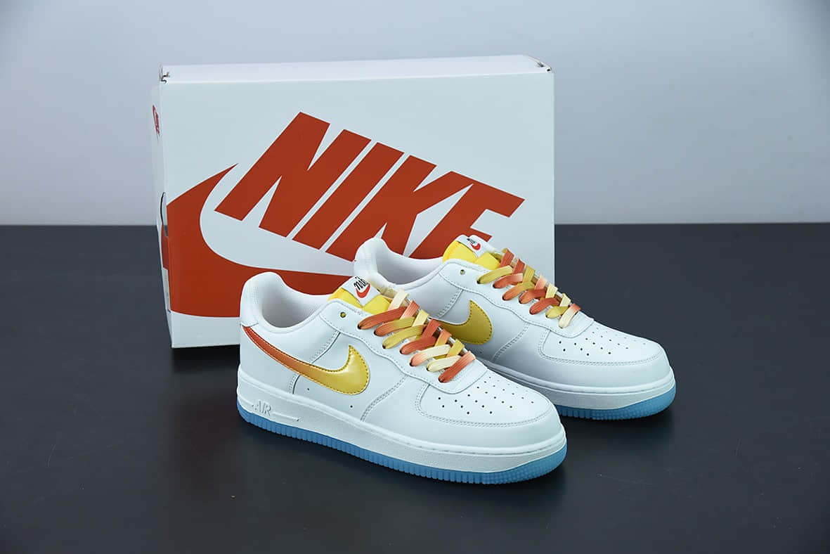 耐克Nike Air Force 1 AF1 白红黄渐变海外版空军一号低帮休闲板鞋纯原版本 货号：NJ5696-789