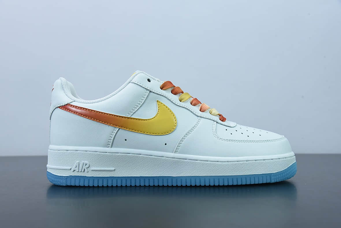 耐克Nike Air Force 1 AF1 白红黄渐变海外版空军一号低帮休闲板鞋纯原版本 货号：NJ5696-789