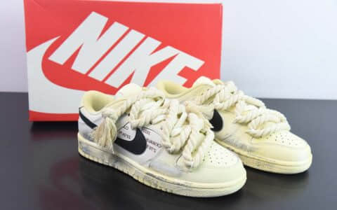 耐克Nike Dunk LowWhiteSail' 热浪制造氧化做旧麻绳绑带浸染沙漠米白色低帮板鞋纯原版本 货号：DD1503-121