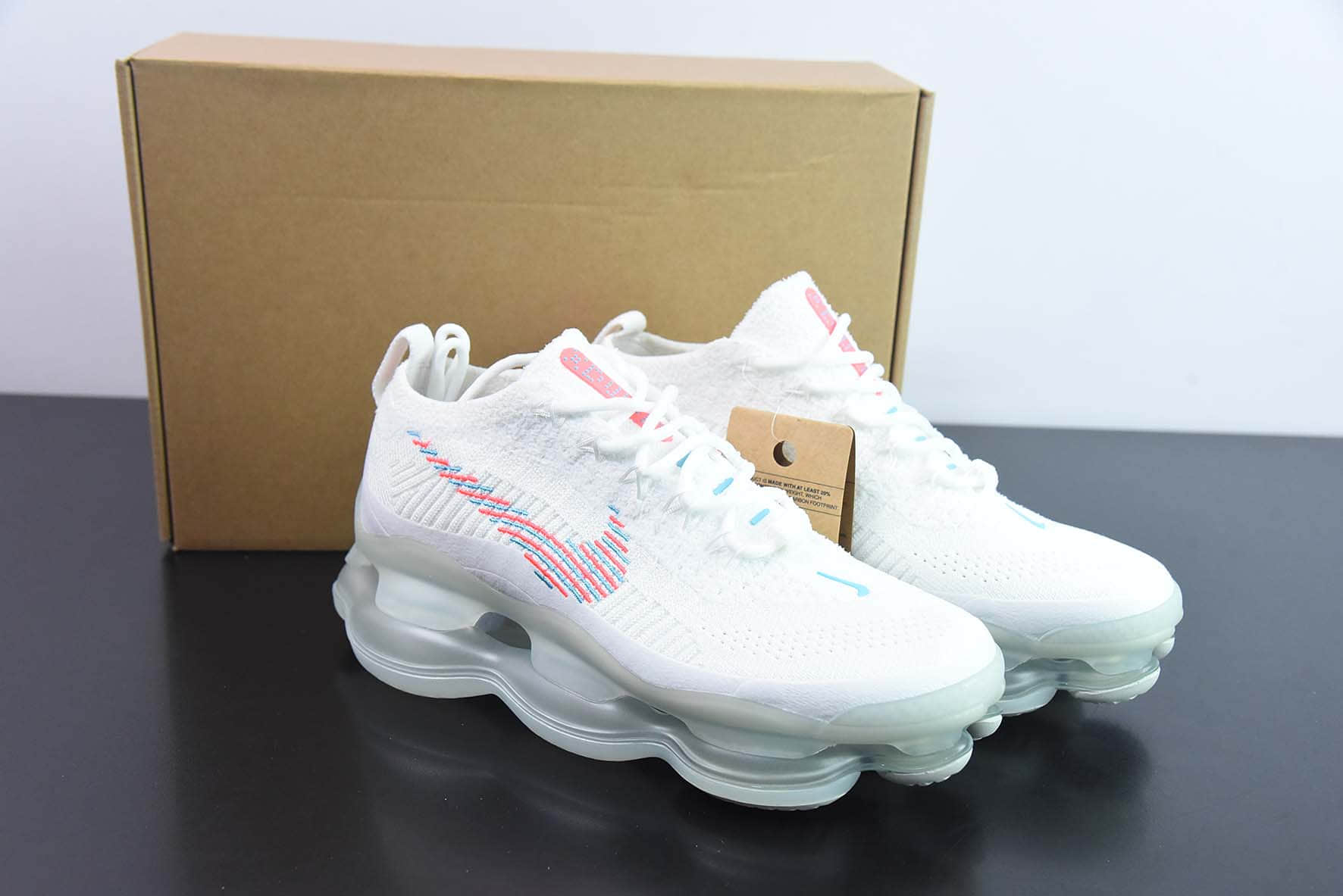 耐克Nike Air Max Scorpion FlyknitWhite Hot Punch天蝎座针织粉蓝2022款超级大气垫系列前卫增高低帮休闲运动慢跑鞋纯原版本 货号：DV7402-100