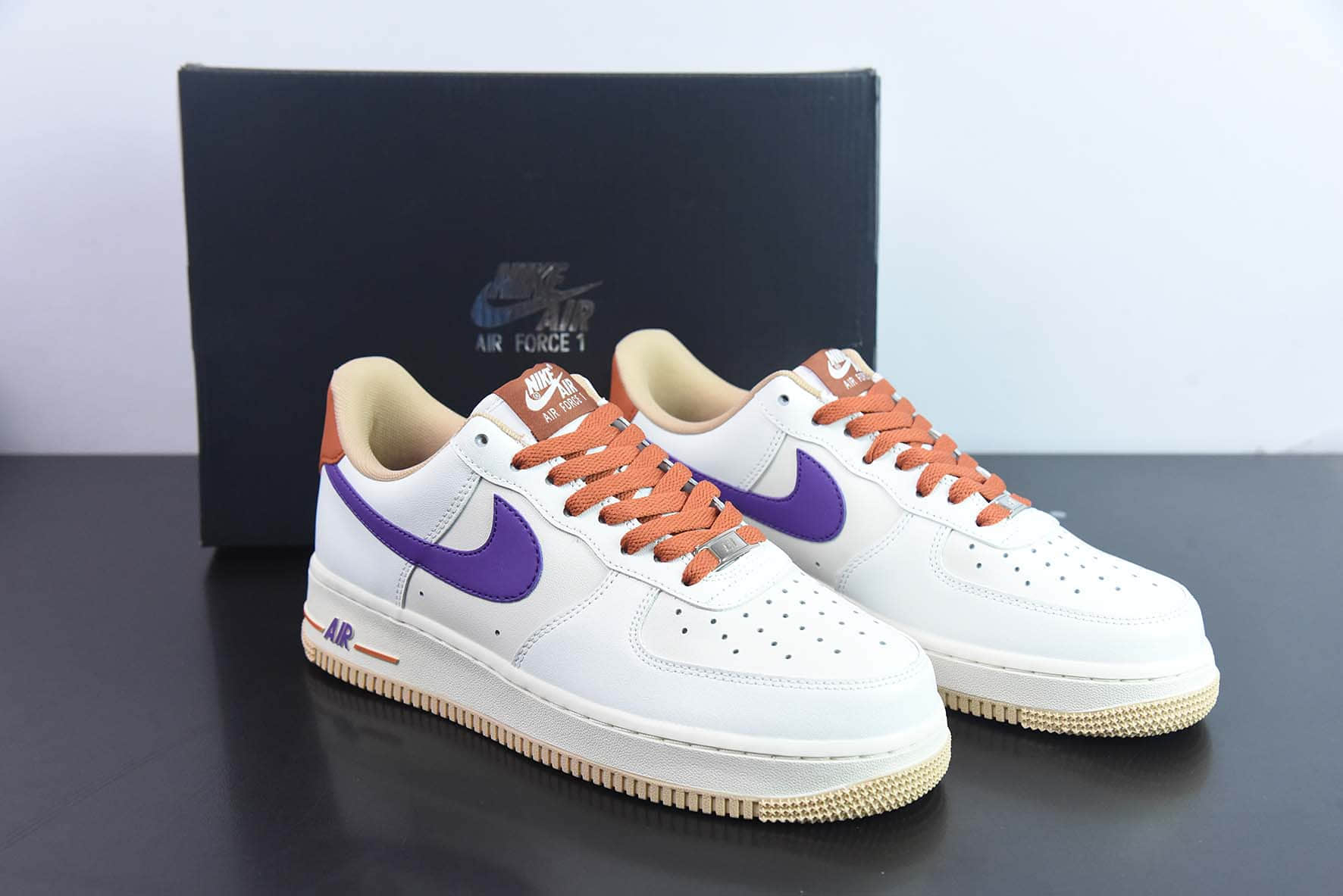 耐克Nike Air Force 1 米白紫橙空军一号低帮运动休闲板鞋纯原版本 货号：YY3188-102