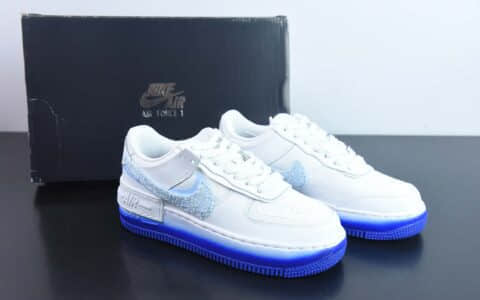 耐克Nike WMNS Air Force 1 ShadowPastel白蓝毛巾勾空军一号轻量增高低帮百搭板鞋纯原版本 货号：FJ4567-100