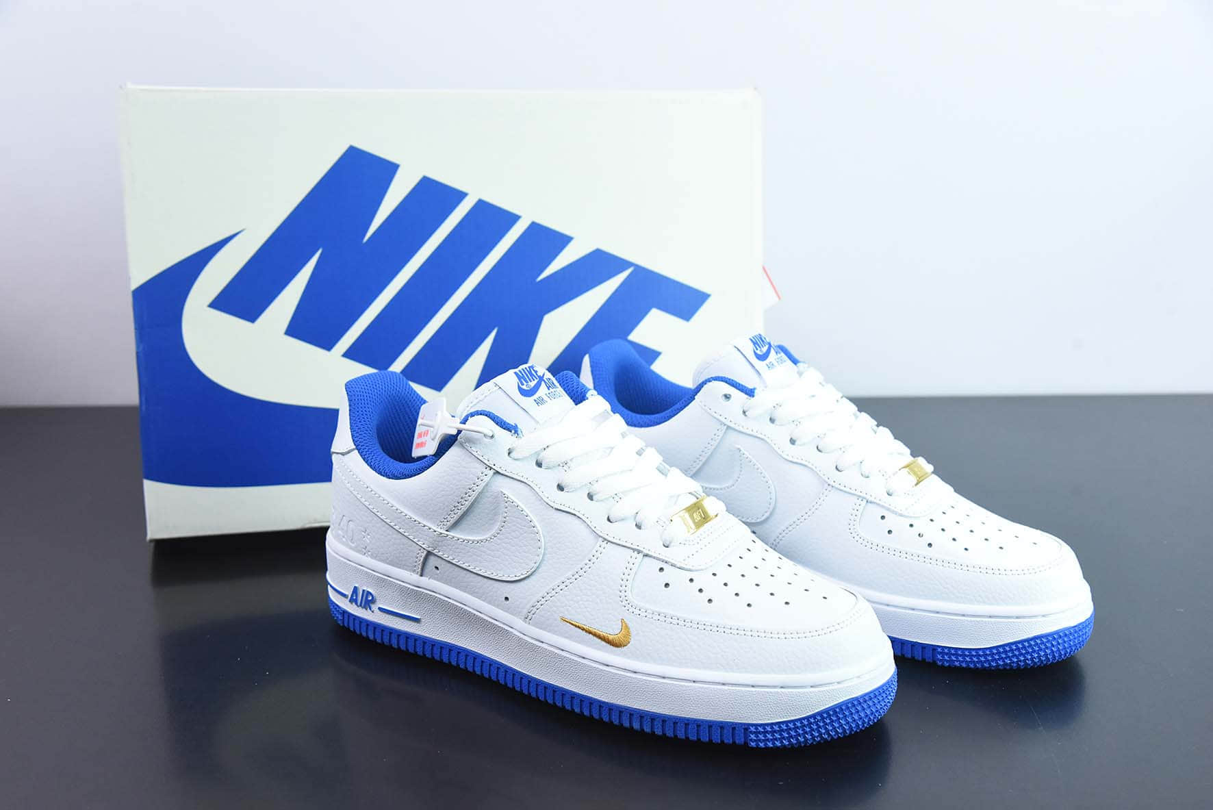 耐克Nike Air Force 1'07 蓝金小勾 40周年星星空军一号低帮休闲板鞋纯原版本 货号：DD1225-005 