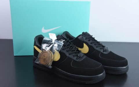 耐克Nike Air Force 1' 07 蒂芙尼联名黑金空军一号低帮运动休闲板鞋纯原版本 货号：DZ1382-002