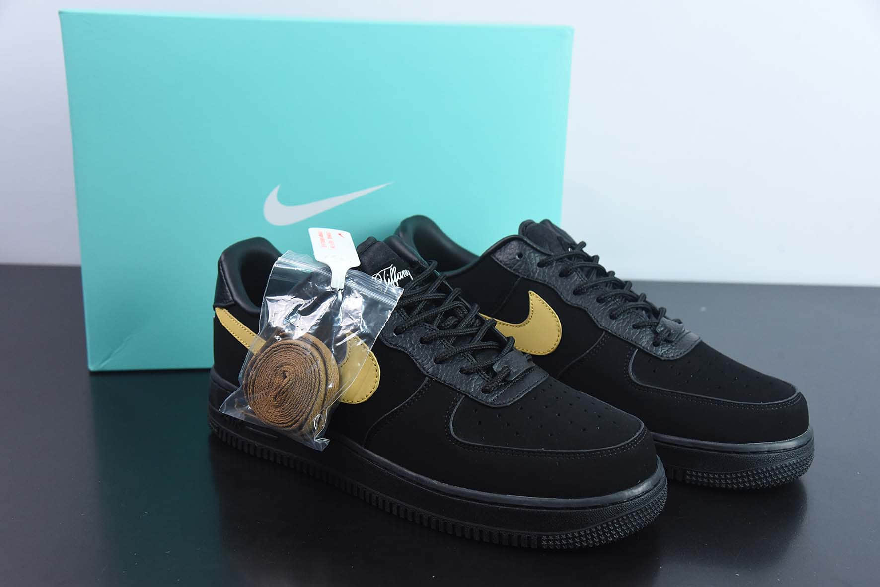 耐克Nike Air Force 1' 07 蒂芙尼联名黑金空军一号低帮运动休闲板鞋纯原版本 货号：DZ1382-002