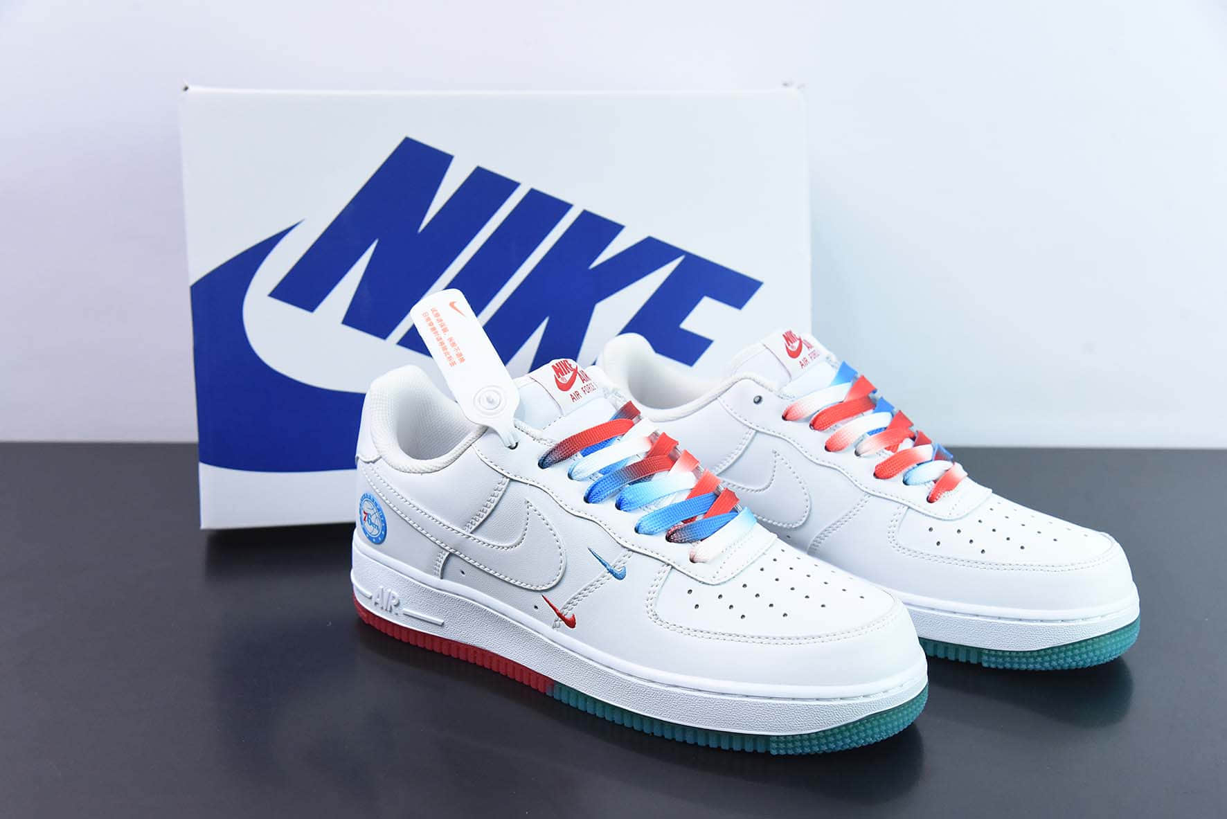 耐克Nike Air Force 1’07 Low 白天蓝红迷你双钩子空军一号低帮休闲板鞋纯原版本 货号：AI5958-300 