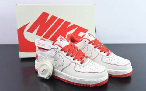 耐克Nike UNDEFEATED x Nike Air Force 1´07 Low米白红车线五杠印花空军一号经典低帮休闲板鞋纯原版本 货号：UN1315-801