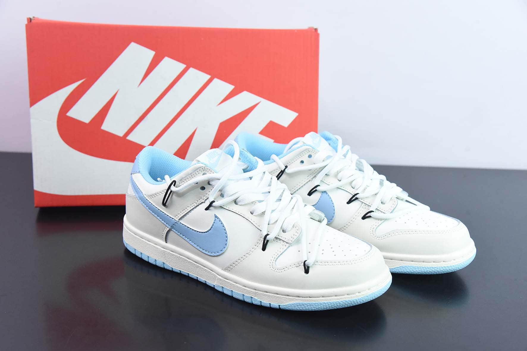 耐克Nike SB Dunk LowGreenBeige白蓝绑绳解构风系列低帮休闲运动滑板板鞋纯原版本 货号：DD1503-123