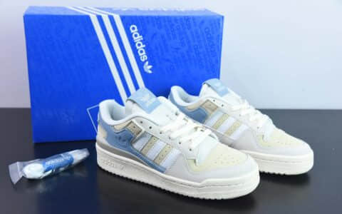 阿迪达斯Adidas Originals Forum Exhibit 84 Low 皮革米白蓝浅黄罗马系列低帮复古系带百搭休闲运动板鞋纯原版本 货号：GW4425