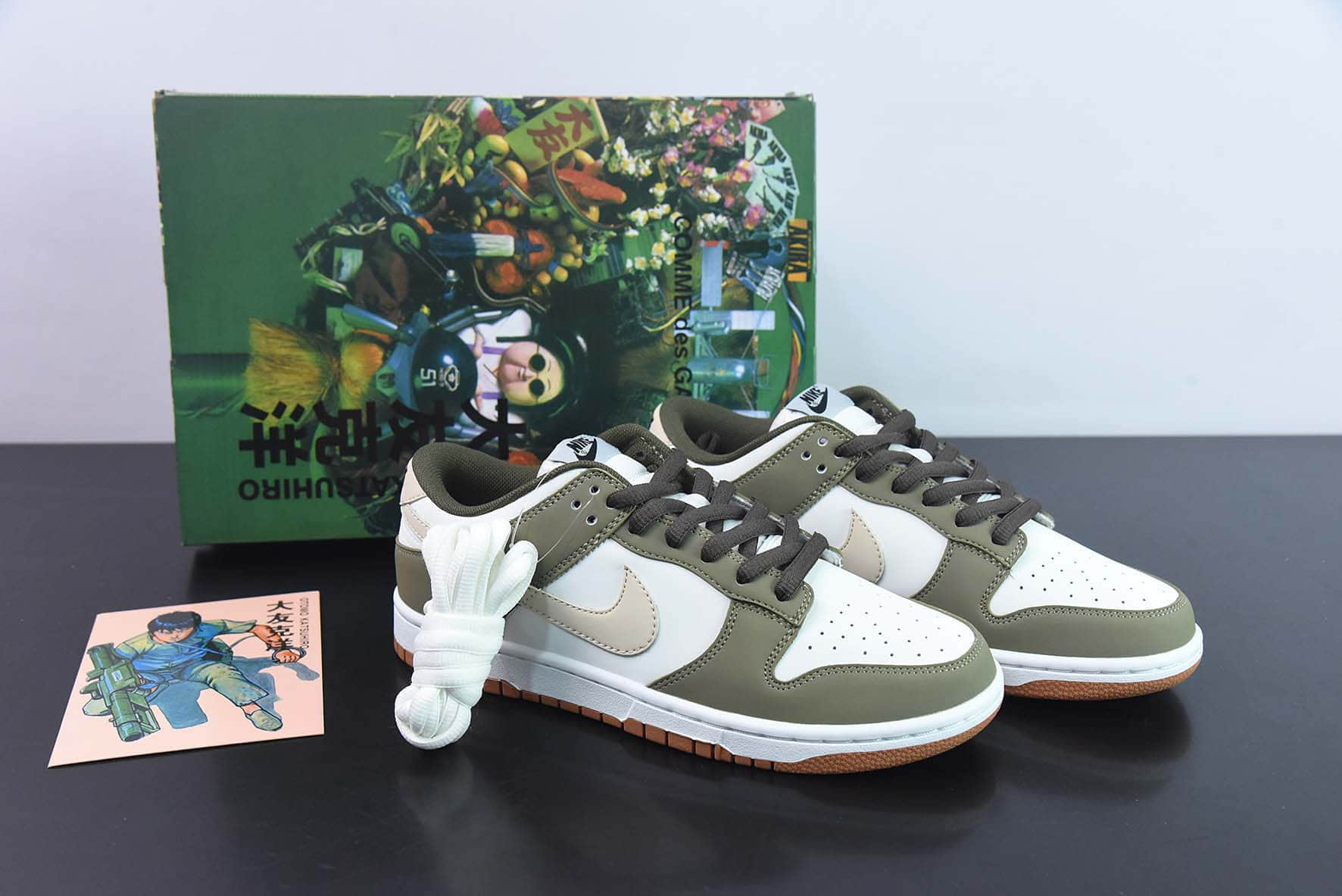 耐克Nike SB Dunk Low 大友克洋联名白棕绿SB低帮休闲滑板鞋纯原版本货号：TT3636-006