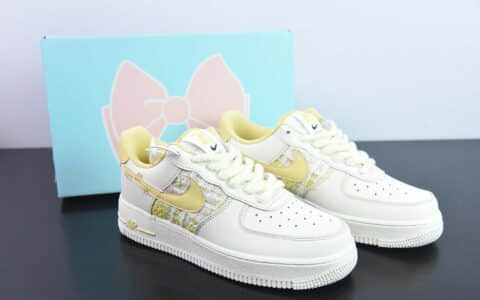 耐克Nike Air Force 1’07 LowJUST DO IT米白浅粉黄编织小香风空军一号经典低帮百搭休闲运动板鞋纯原版本 货号：FJ7740-016