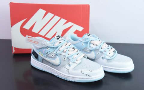 耐克Nike Dunk Low Retro 蓝灰白绒勾绑绳SB低帮休闲滑板鞋纯原版本 货号：FB1871-011