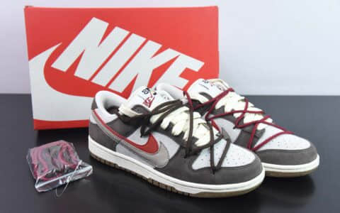 耐克Nike SB Dunk Low 85 灰红双勾绑带SB低帮运动休闲板鞋纯原版本 货号：DO9457-142