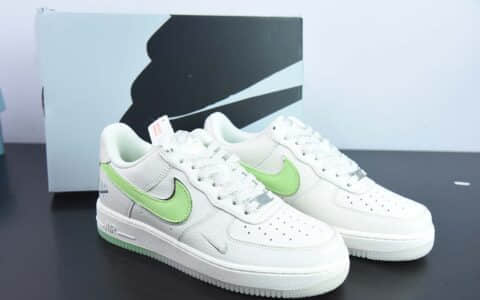 耐克Nike UNDEFEATED x Nike Air Force 1´07 Low“皮革米白苹果绿银五杠空军一号低帮休闲板鞋纯原版本 货号：BS9055-731