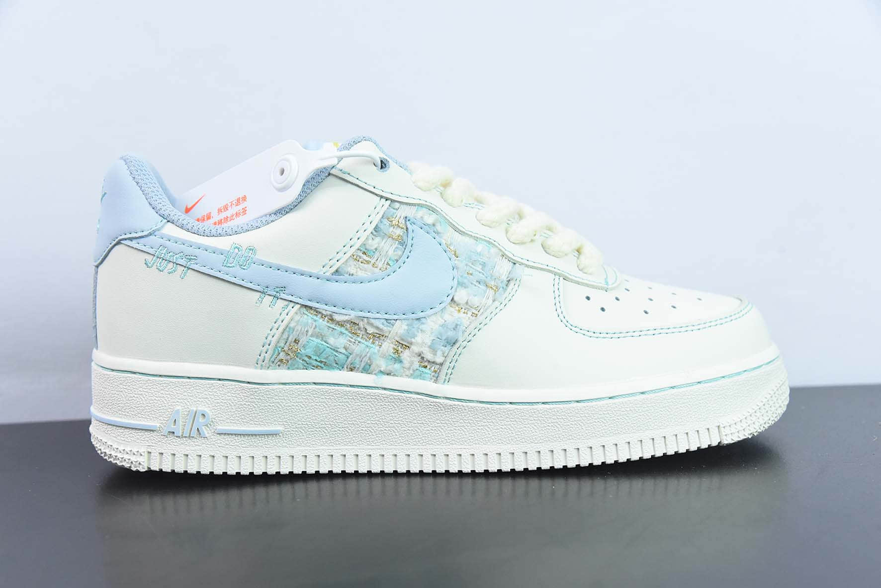 耐克Nike Air Force 1 AF1 米白蓝小香风空军一号低帮休闲板鞋纯原版本 货号：FJ7740-015