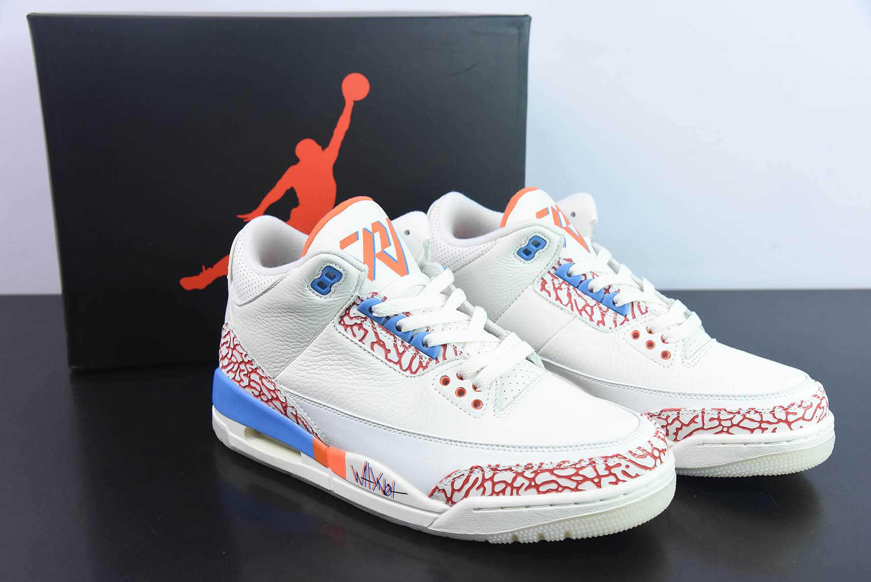乔丹Air Jordan 3 Mr. Triple Double PE AJ3威斯布鲁克三双先生白红蓝爆裂纹复古文化篮球鞋纯原版本 货号：CK9246-991