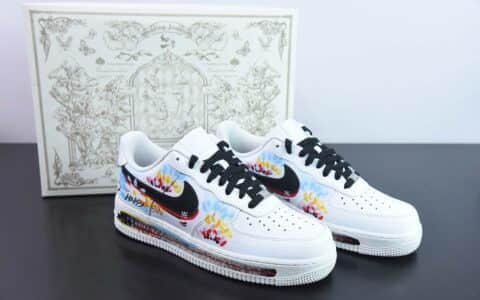 耐克Nike Air Force 1 '07 Low做旧涂鸦印花定制配色空军一号低帮休闲板鞋纯原版本 货号：CW2288-111