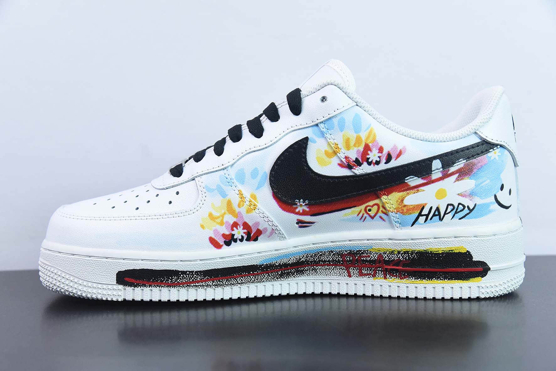 耐克Nike Air Force 1 '07 Low做旧涂鸦印花定制配色空军一号低帮休闲板鞋纯原版本 货号：CW2288-111