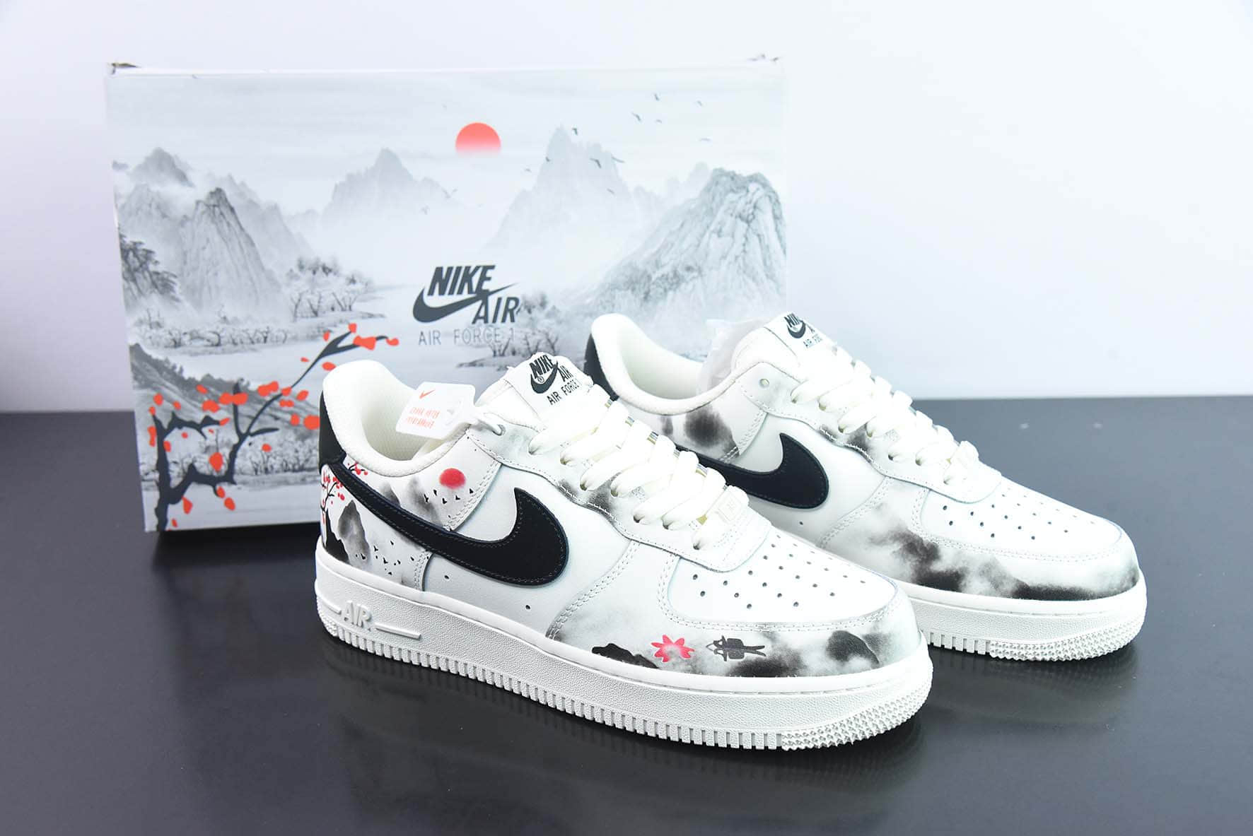 耐克Nike Air Force 1 '07 Low 中国风涂鸦山水画空军一号低帮休闲板鞋纯原版本 货号：BL1522-088