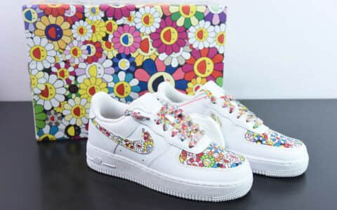 耐克Nike Air Force 1’07 LowWhiteMurakami Takashi白彩色村上隆太阳花空军一号低帮休闲板鞋纯原版本 货号：DD8959-100