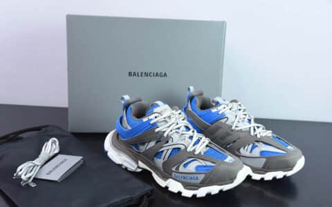 巴黎世家BALENCIAGA Track LED Trainers 3.0代灰蓝复古野跑老爹潮流百搭慢跑鞋纯原版本 货号：542436 W2FSA 8123