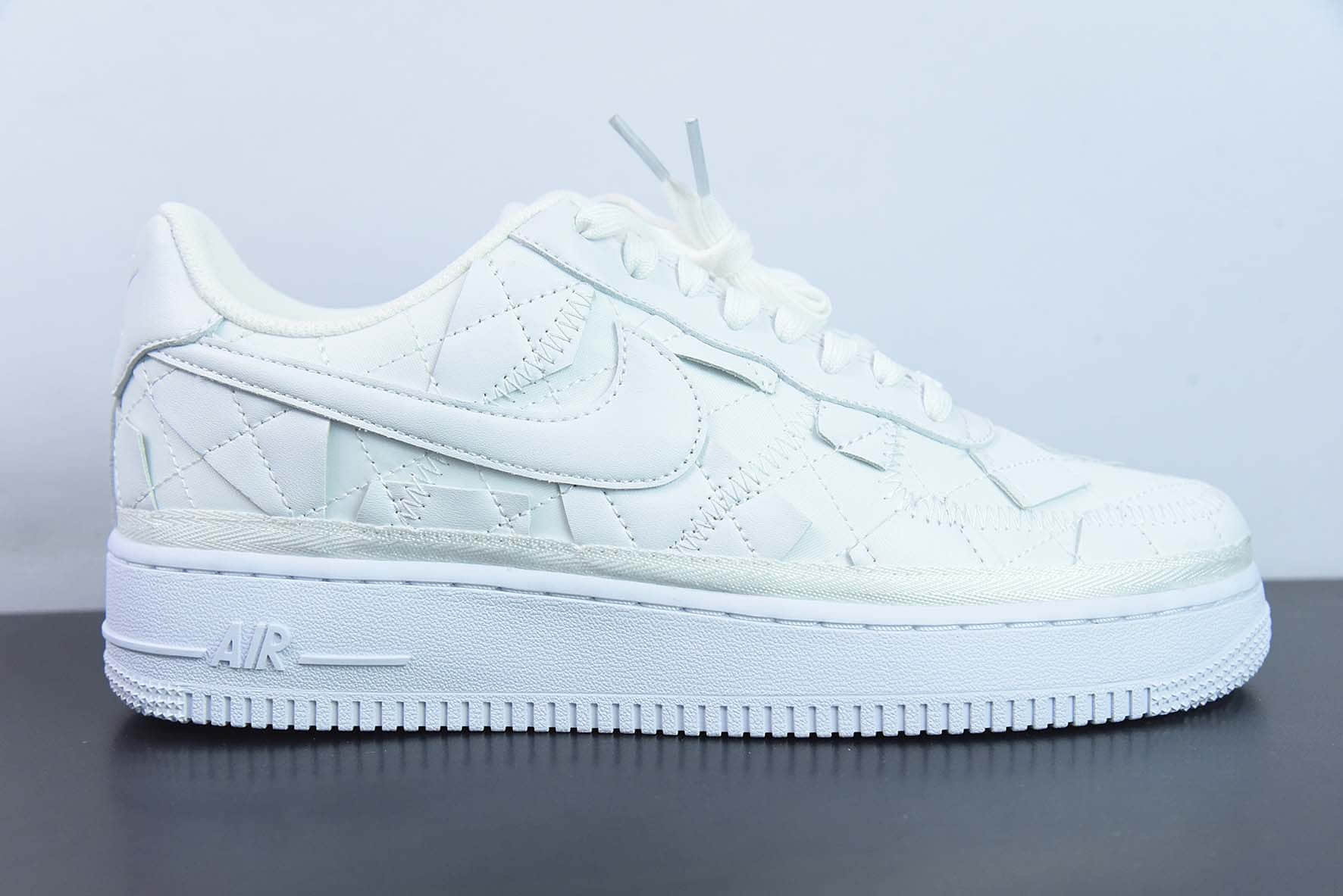 耐克Nike Billie Eilish x Nk Air Force 1'07 Low 碧梨联名全白碎布格子空军一号低帮休闲板鞋纯原版本 货号：DZ3674-100