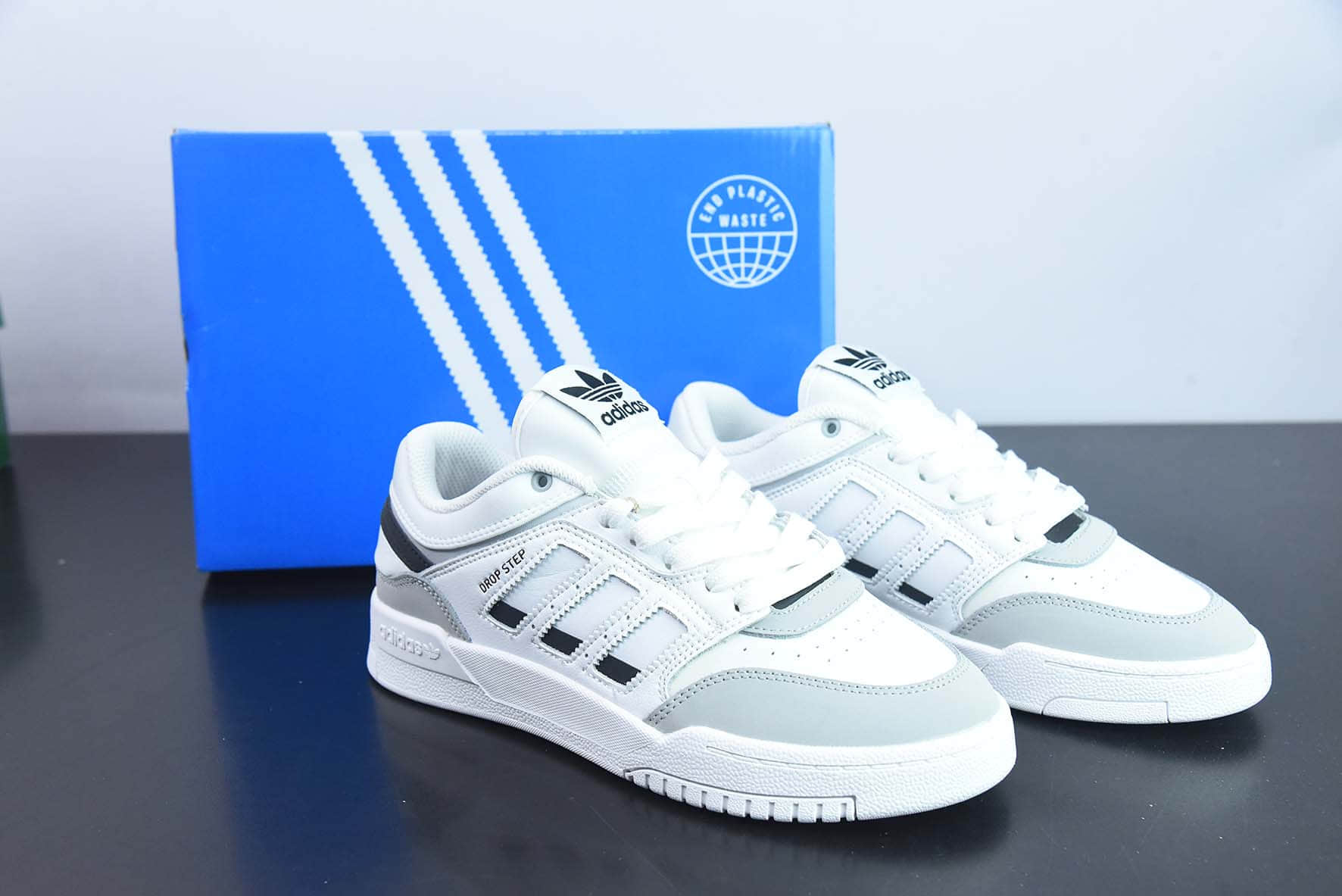 阿迪达斯Adidas Originals Drop Step XL Low 三叶草新款白灰篮球风校园休闲运动板鞋纯原版本 货号：GV9294 