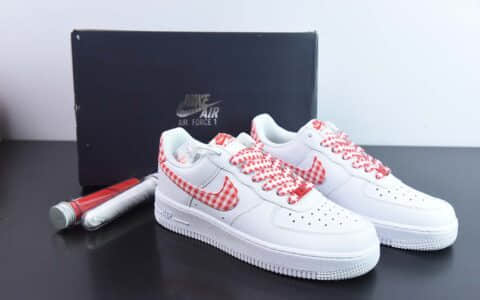 耐克Nike Air Force 1'07 Low 白红格子布空军一号低帮休闲板鞋纯原版本 货号：DZ2784-101　