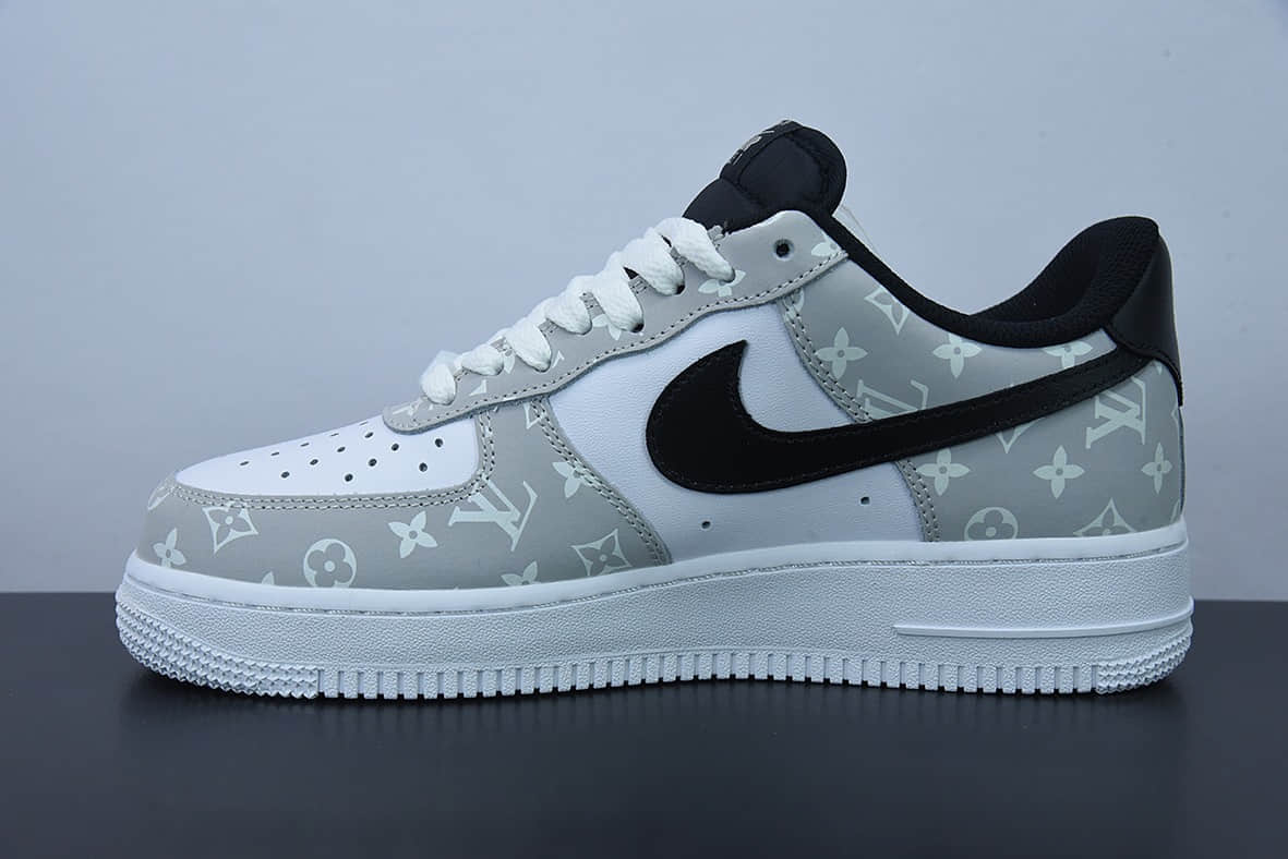 耐克Nike Air Force 1 Low '07 x Louis Vuitton LV联名白灰印花空军一号低帮休闲板鞋纯原版本 货号：BQ8988-108