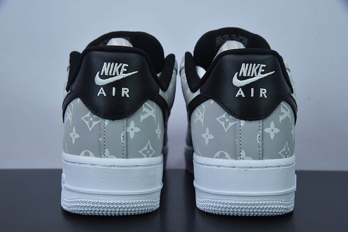 耐克Nike Air Force 1 Low '07 x Louis Vuitton LV联名白灰印花空军一号低帮休闲板鞋纯原版本 货号：BQ8988-108