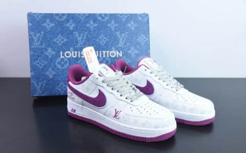 耐克Nike Louis Vuitton x Nike Air Force 1 07 LV联名皮革白紫牛仔LV老花空军一号低帮休闲板鞋纯原版本 货号：CV0670-500