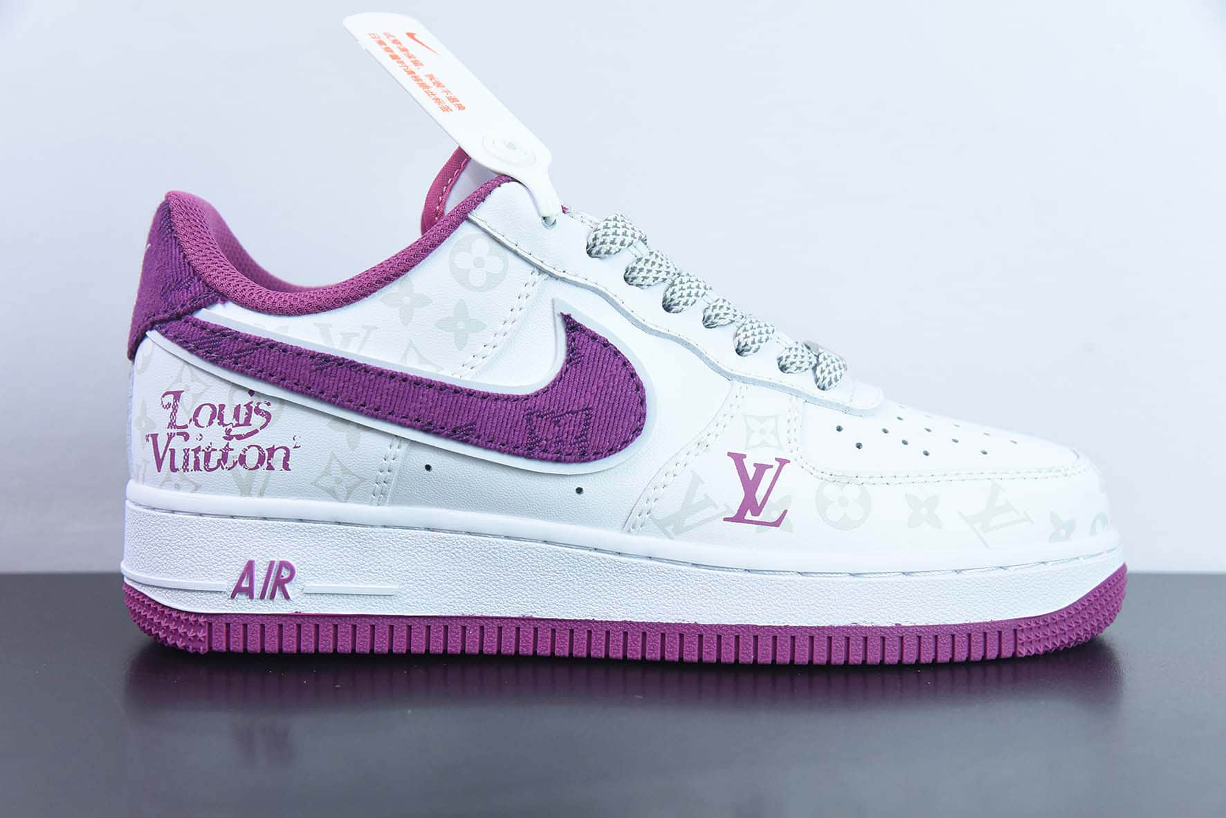 耐克Nike Louis Vuitton x Nike Air Force 1 07 LV联名皮革白紫牛仔LV老花空军一号低帮休闲板鞋纯原版本 货号：CV0670-500