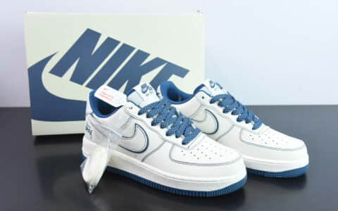 耐克Nike Air Force 1 Low 斯图西联名炫蓝3M反光空军一号低帮休闲板鞋纯原版本 货号：UN1635-333