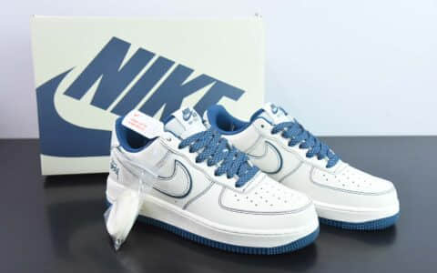 耐克Nike Air Force 1 Low 斯图西联名炫蓝3M反光空军一号低帮休闲板鞋纯原版本 货号：UN1635-333