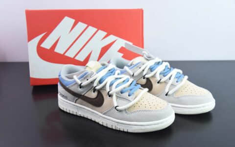 耐克Nike SB Dunk Low 灰蓝棕定制绑带扣篮系列复古低帮休闲运动滑板板鞋纯原版本 货号：DD1503-121