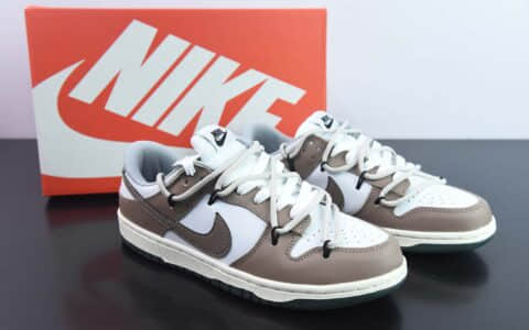 耐克Nike SB Dunk Low 白棕定制绑带扣篮系列复古低帮休闲运动滑板板鞋纯原版本 货号：CW1590-021