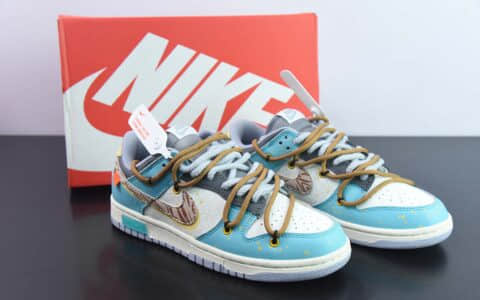 耐克Nike SB Dunk Low 灰蓝泼墨涂鸦定制绑带扣篮系列复古低帮休闲运动滑板板鞋纯原版本 货号：DD1503-105