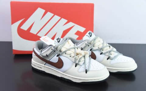 耐克Nike Frame Skate x Nike SB Dunk Low “Habibi” 杏仁白定制绑带扣篮系列复古低帮休闲运动滑板板鞋纯原版本 货号：DD1503-117