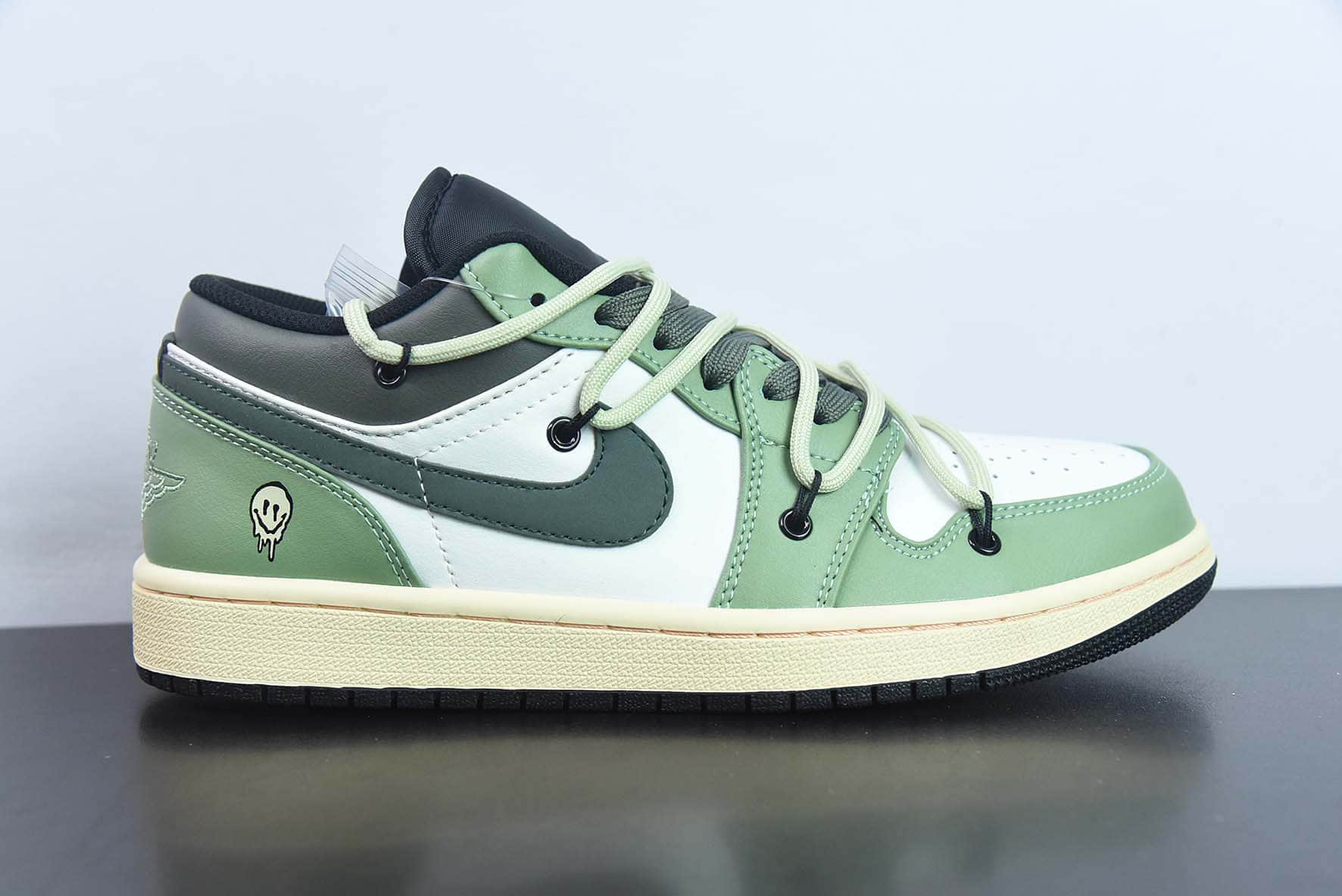 乔丹Air Jordan Low AJ1白绿双绑绳低帮经典复古运动篮球鞋纯原版本 货号：553558-062