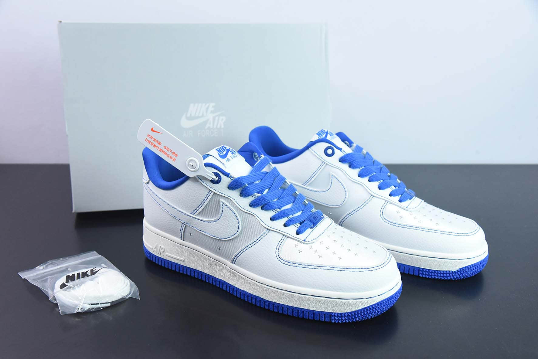 耐克Nike Air Force 1 '07 Low白蓝缝线空军一号低帮休闲板鞋纯原版本 货号：CV1724-108 