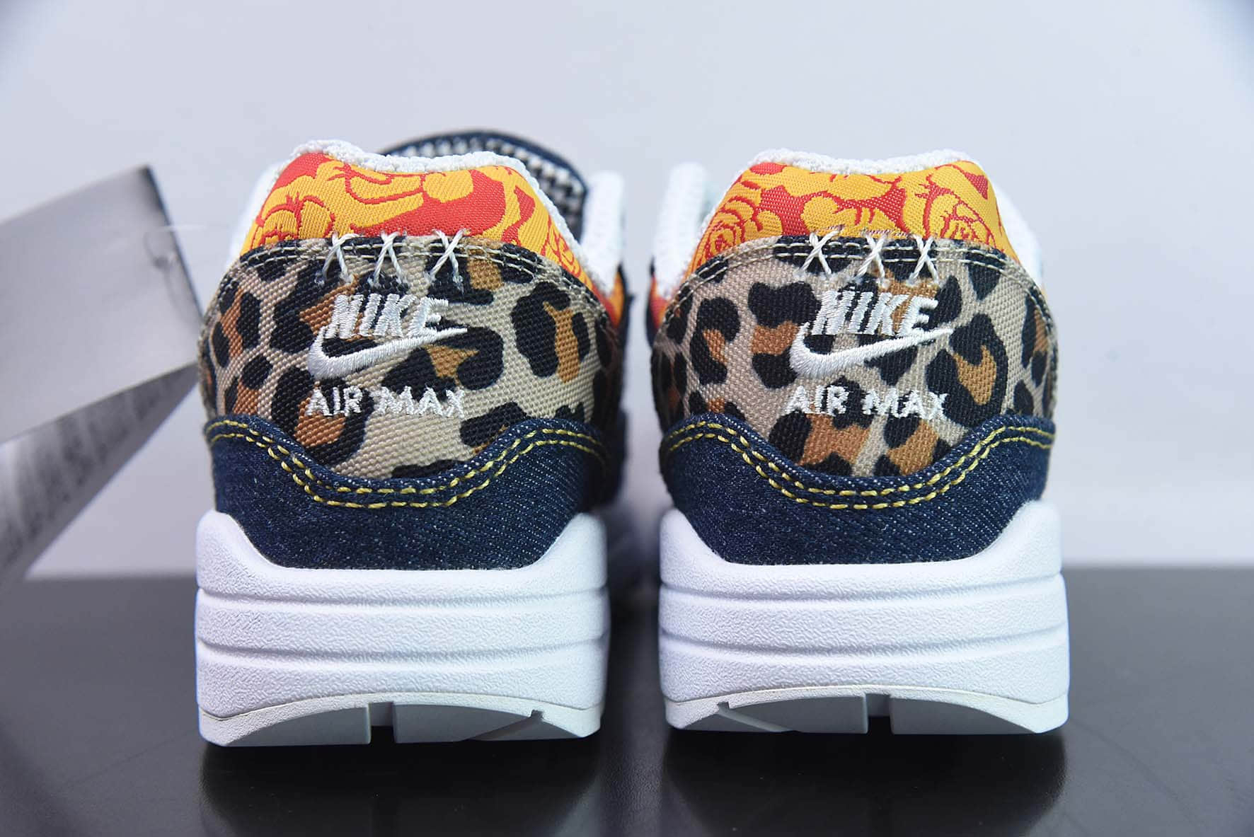 耐克Nike Air Max 1 PremiumDenim Leopard初代水洗深蓝色牛仔布动物复古气垫百搭休闲运动慢跑鞋纯原版本 货号：FJ4452-432