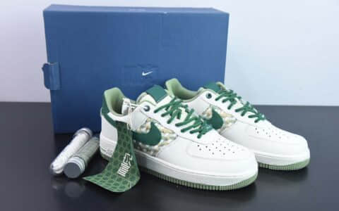 耐克Nike Air Force 1 '07 Low 白绿编织小香风空军一号低帮休闲板鞋纯原版本 货号：FN0369-100