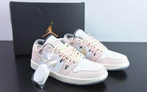 乔丹Air Jordan 1 Low AJ1定制版白粉黄绑带解构运动文化篮球鞋纯原版本 货号：553558-053