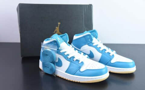 乔丹Air Jordan 1 MID AJ1白湖水蓝中帮经典复古文化休闲运动篮球鞋纯原版本 货号：DQ8426-400